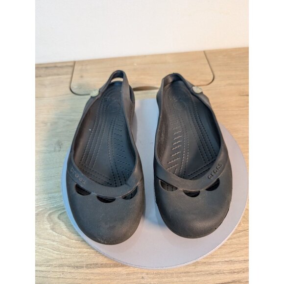 CROCS Black Prima Ballet Flats Shoes Women's Size 8 Casual Work Comfy Classic * - Picture 3 of 10
